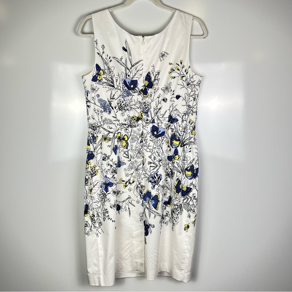 RSVP by Talbots- Floral Butterfly Sheath Print Dress - White, Blue, Yellow - Picture 5 of 9